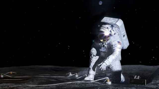 Concepto de astronauta en la Luna