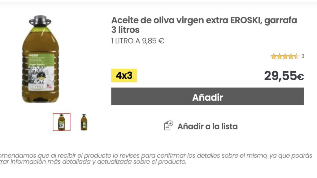 Aceite de oliva virgen extra.