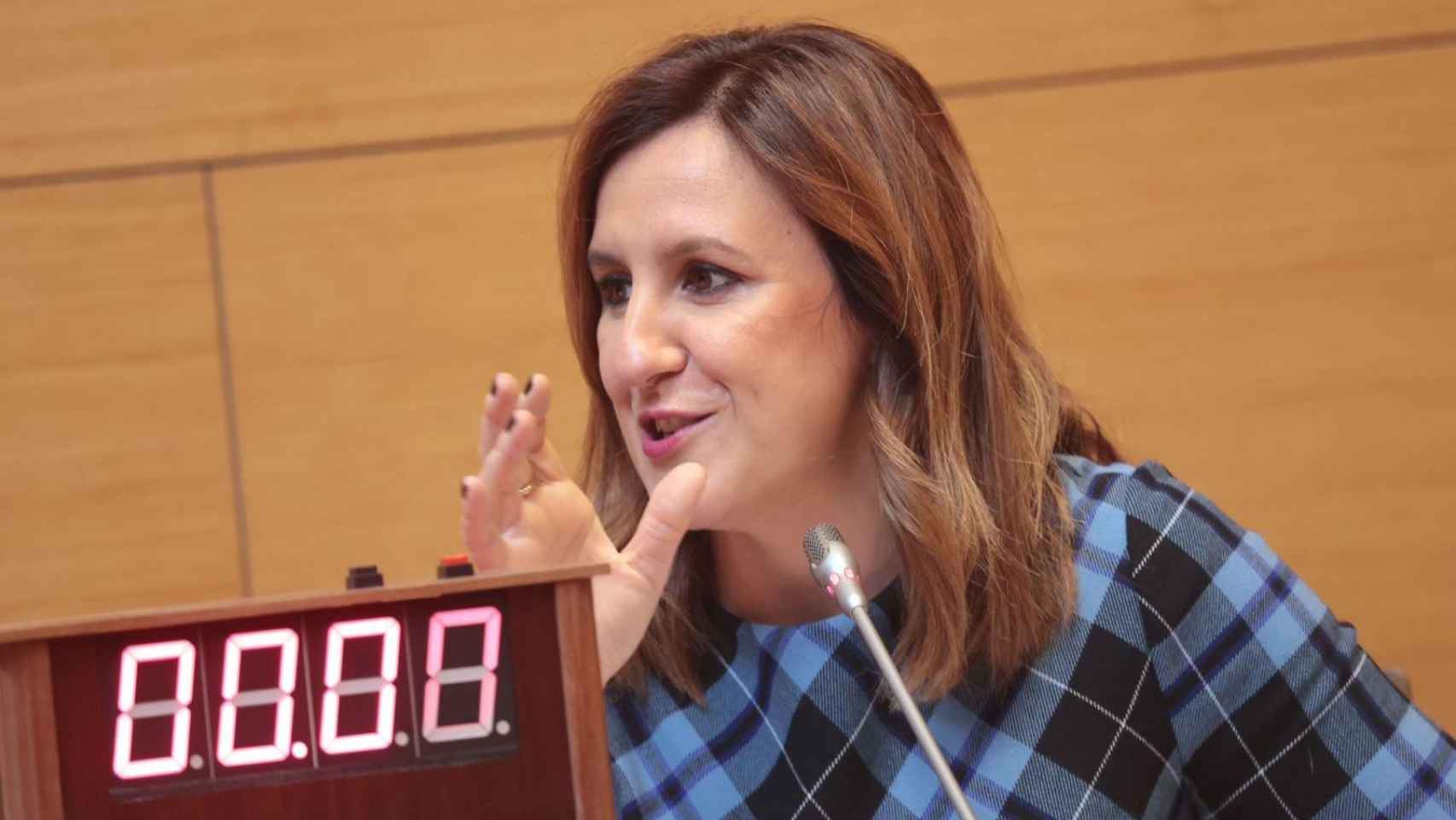 La alcaldesa de Valencia, María José Catalá, este miércoles en el pleno municipal. EE