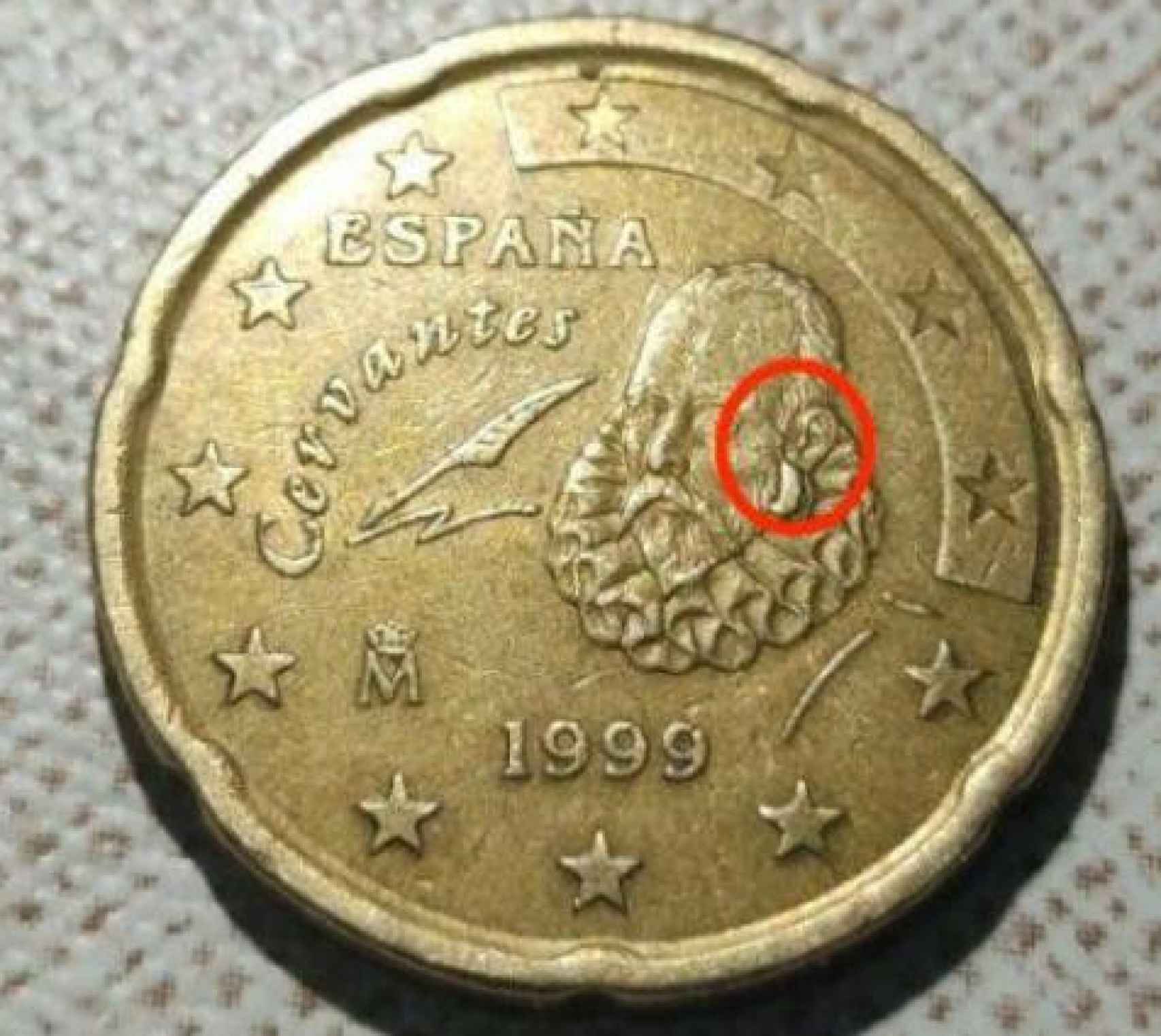 Moneda de 20 céntimos de Cervantes