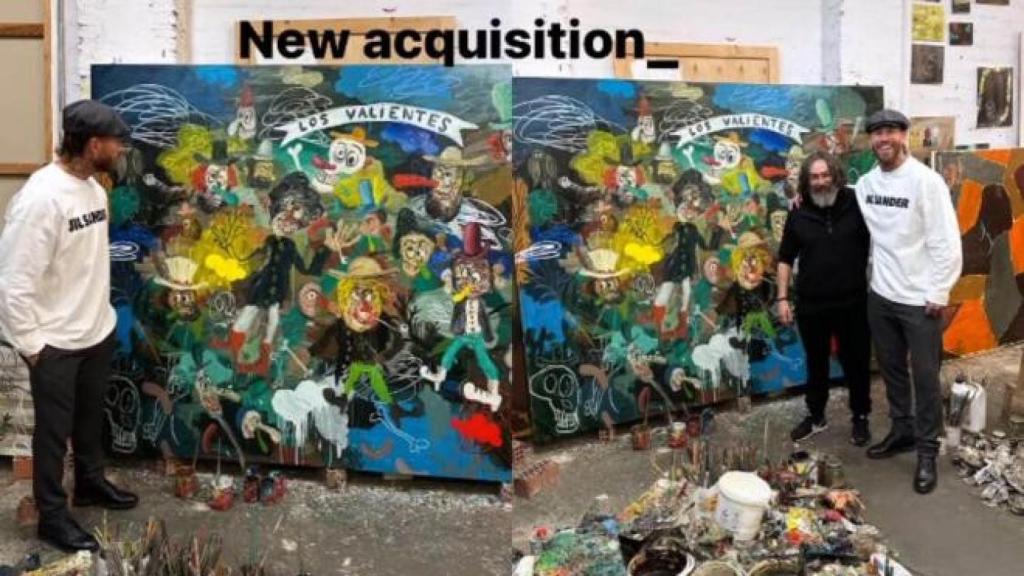 Sergio Ramos, junto al cuadro de Matías Sánchez