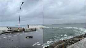 Imágenes del Puerto de Aguete (Marín) tras el paso de la borrasca Nelson.