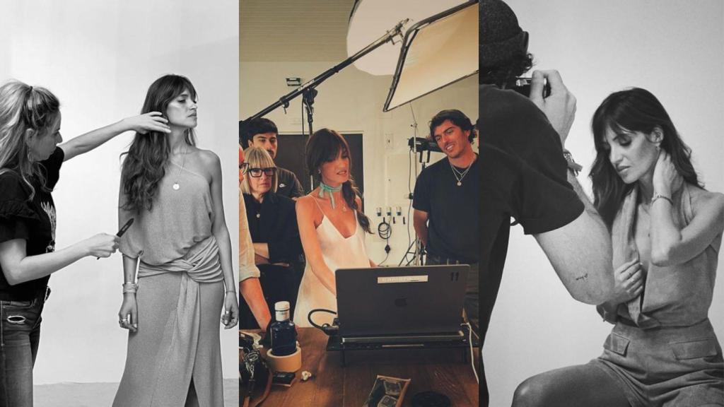 Tres momentos que Sara Carbonero ha compartido en sus redes, durante la sesión de fotos de Agatha Paris.