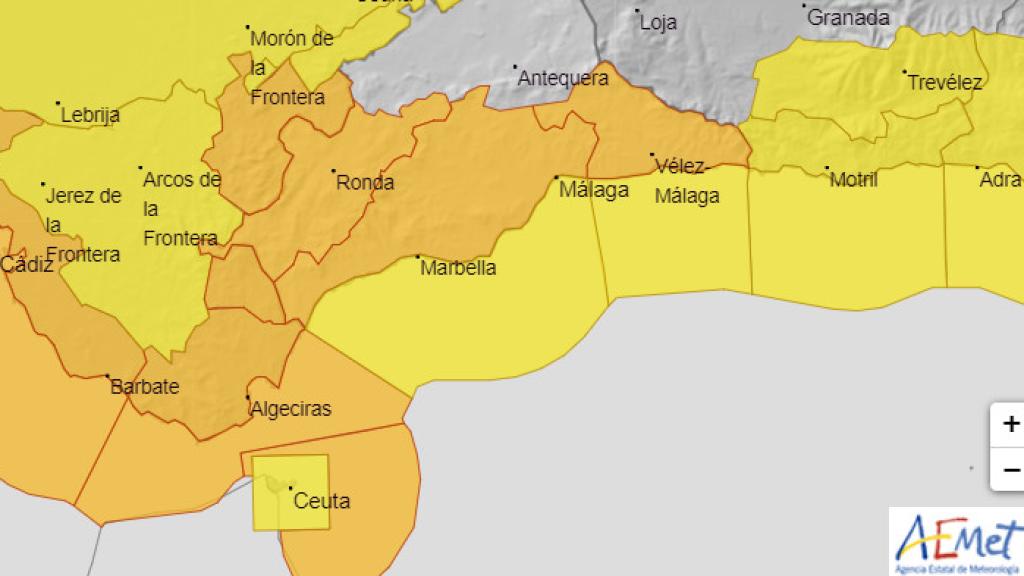 Nivel naranja por fuertes lluvias en la provincia de Málaga.