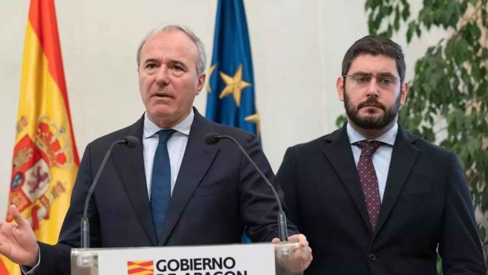 El presidente de Aragón y su vicepresidente, Jorge Azcón y Alejandro Nolasco.
