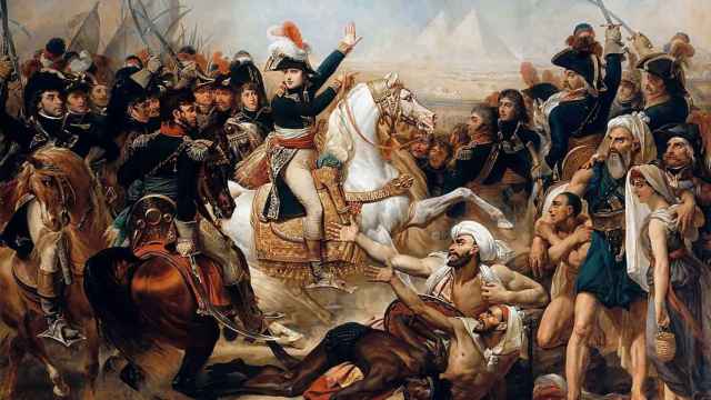 Batalla de las pirámides según el pincel  de  Antoine-Jean Gros. 1810