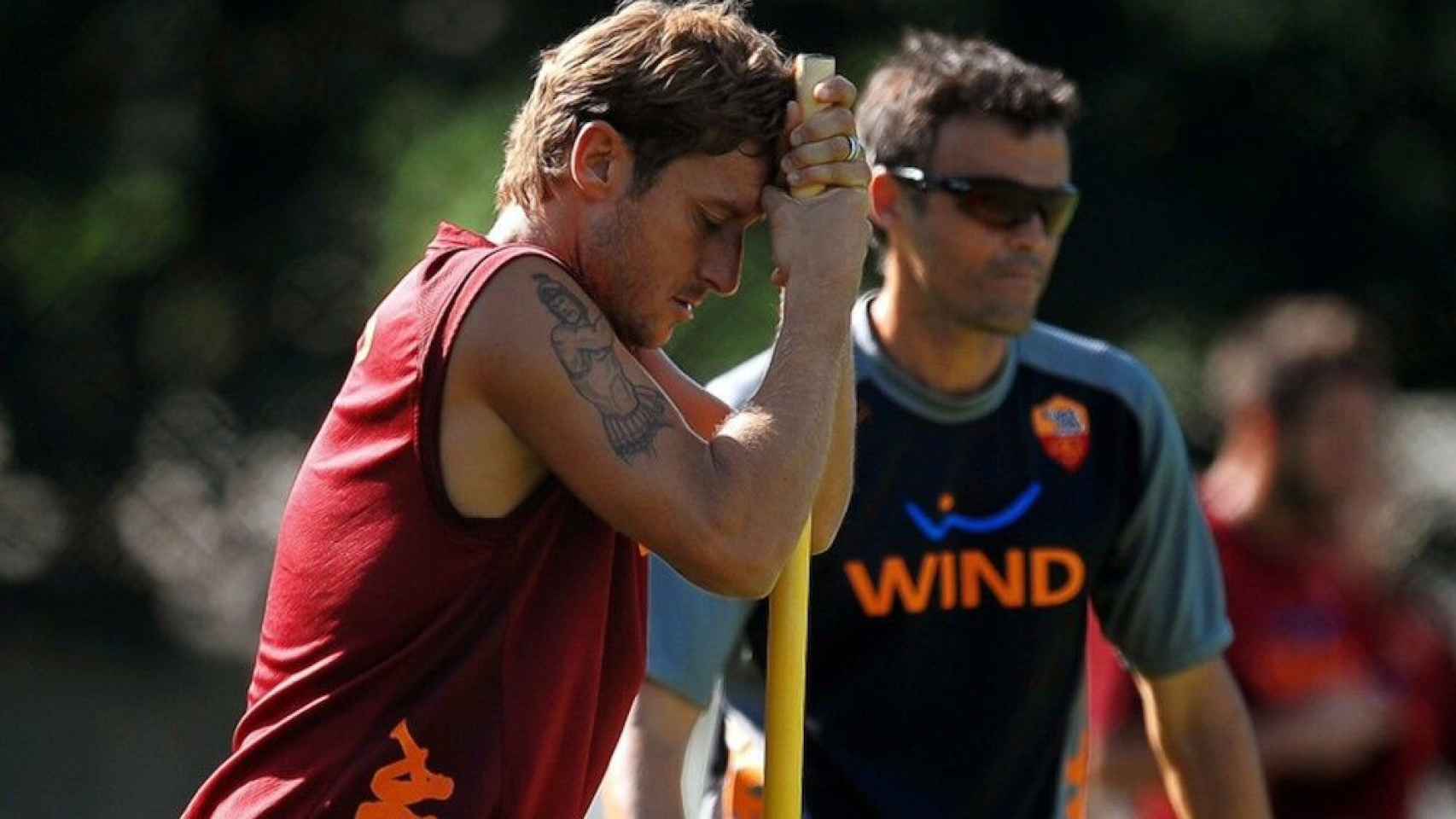 Totti y Luis Enrique durante la etapa del técnico español en la Roma.