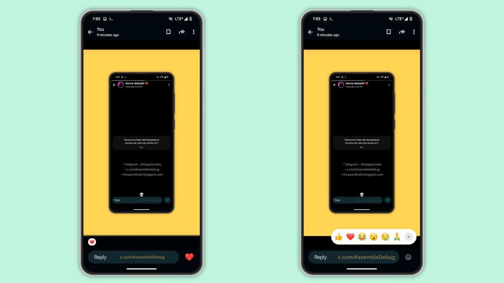 La nueva interfaz para reaccionar al contenido en pantalla completa en WhatsApp