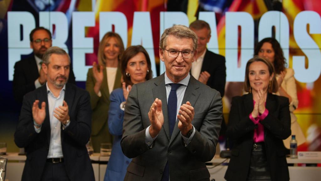 Alberto Núñez Feijóo, este martes en la Junta Directiva del PP, en la sede de Génova.