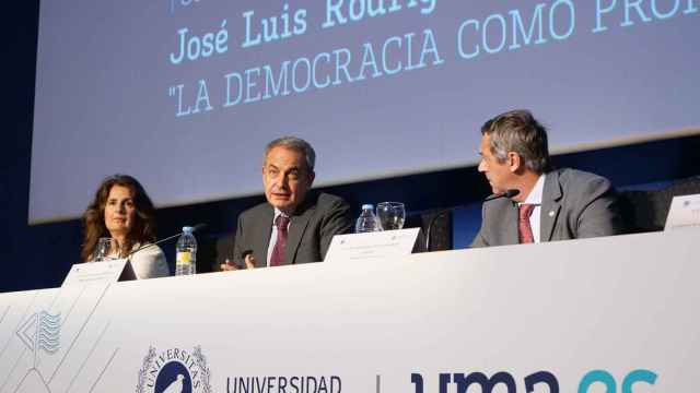 José Luis Rodríguez Zapatero este martes en la Universidad de Málaga.