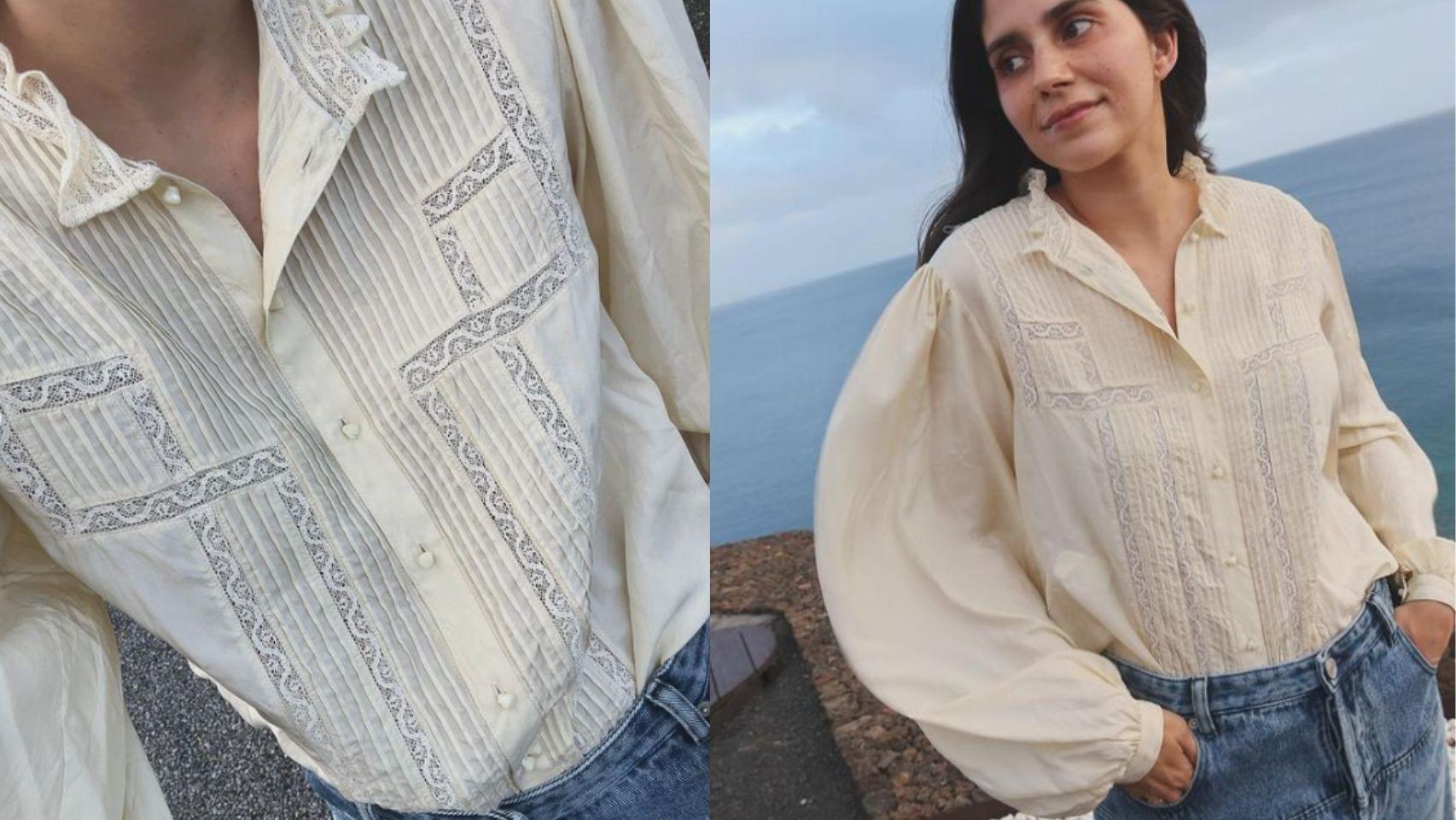 Dos fotografías de la camisa que ha lucido María García de Jaime.