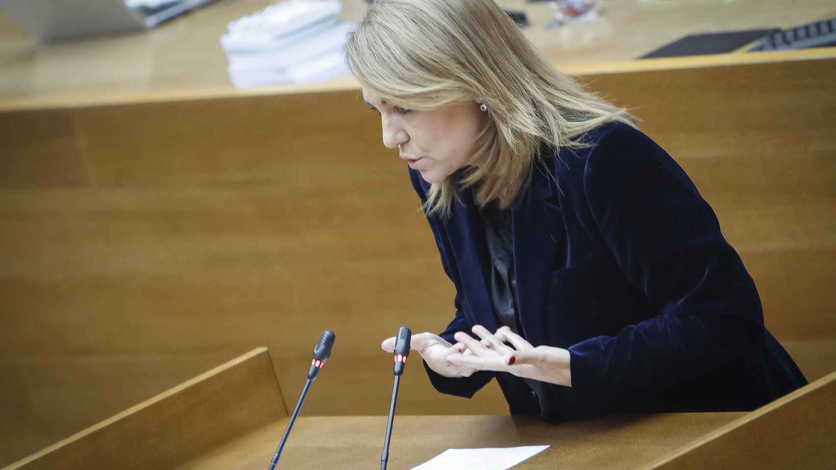 La consellera Susana Camarero interviene en las Cortes.
