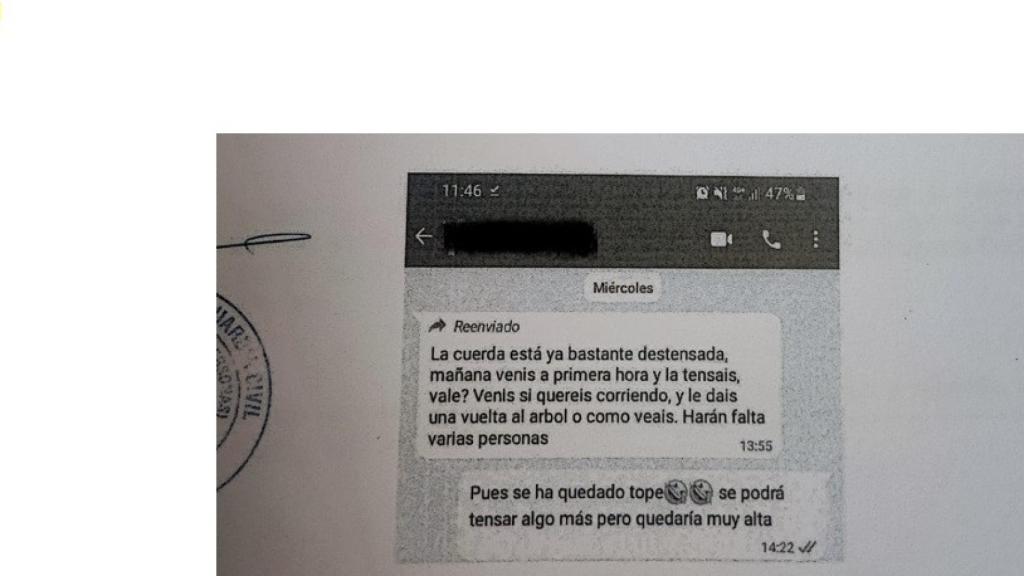 Conversación entre mandos sobre la cuerda en el lago.