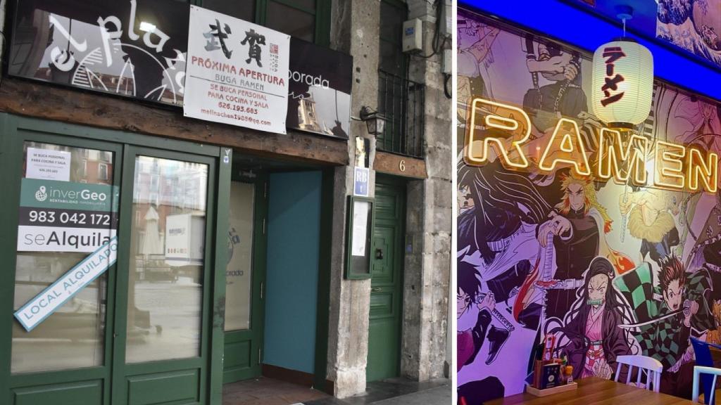 Local en el que se instalará Buga Ramen en Valladolid y uno de sus establecimientos