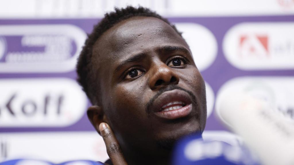 Cheikh Sarr, en rueda de prensa tras el incidente