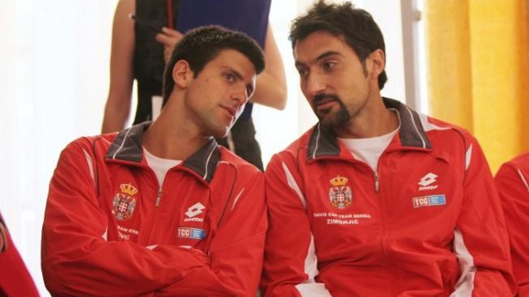 Nenad Zimonjic junto a Novack Djokovic