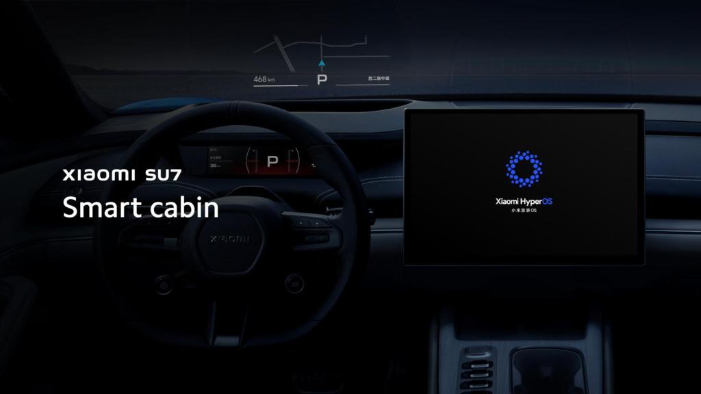 La cabina inteligente del Xiaomi SU7 destaca por la pantalla con HyperOS
