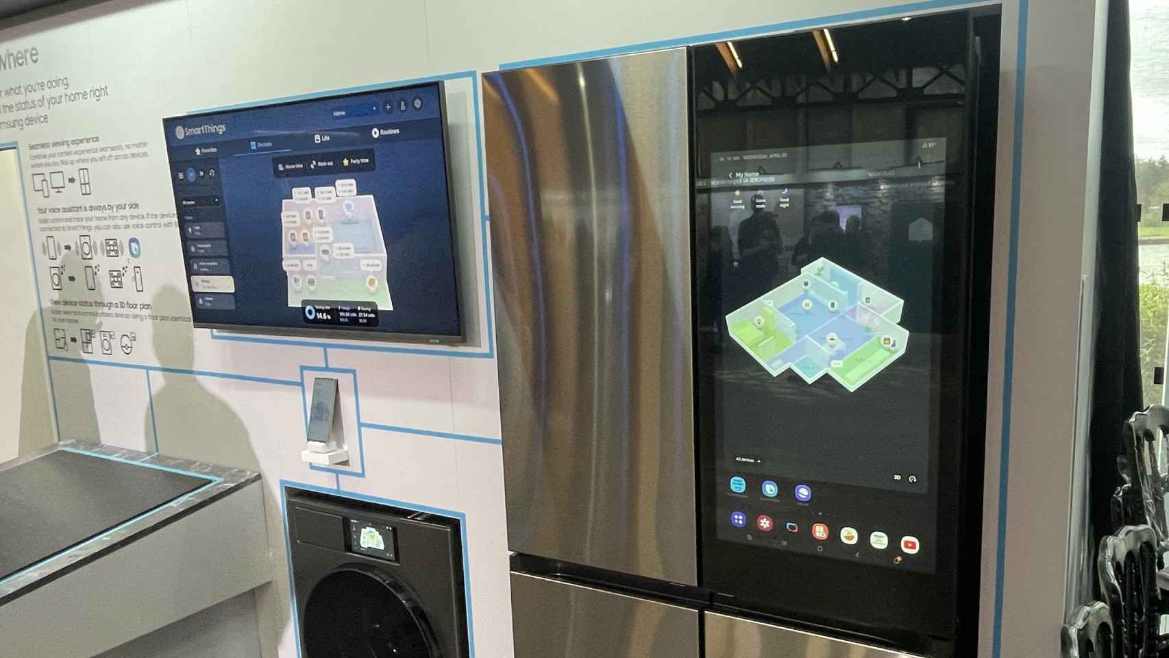 La función 3D Map View en un frigorífico Samsung.