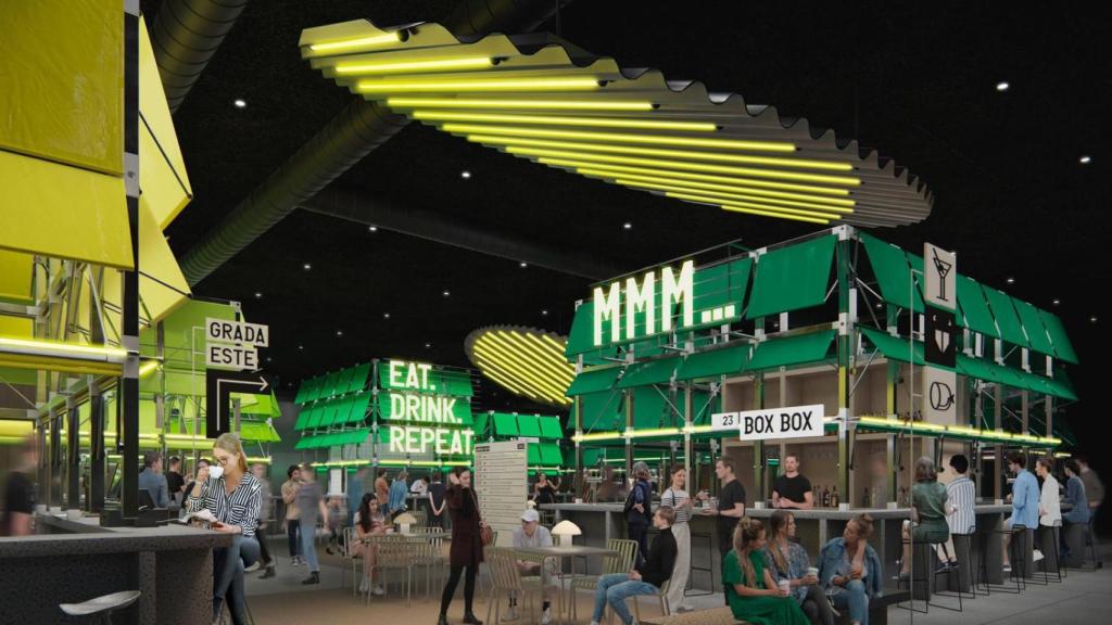 Imagen de cómo será el mercado gastronómico del Bernabéu.