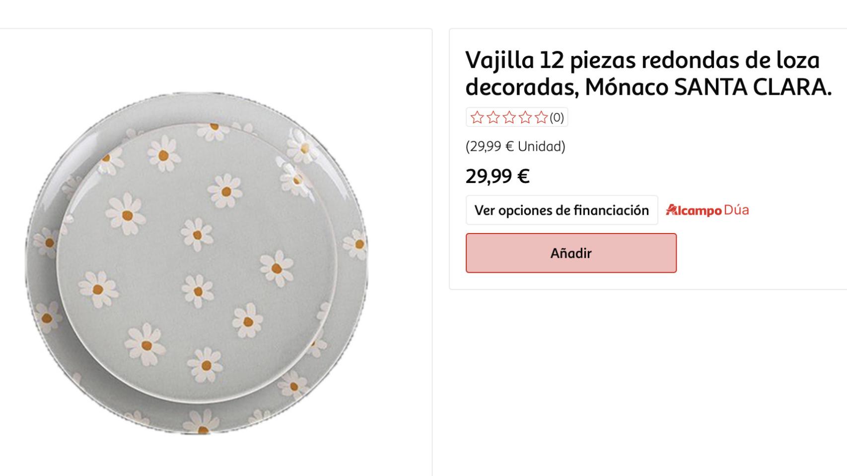 Vajilla santa clara alcampo on sale