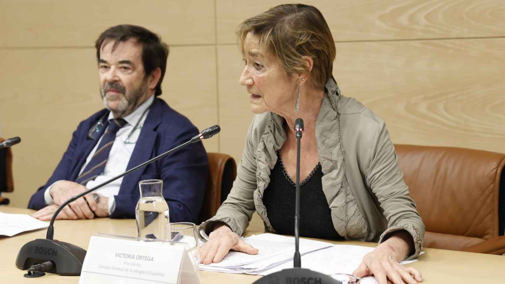 Vicente Guilarte, presidente del CGPJ, y Victoria Ortega, presidente del Consejo General de Abogacía Española