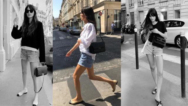 Leia Sfez, la modelo parisina que luce con frecuencia los short denim.