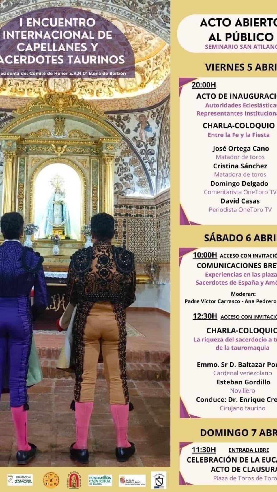 Cartel del I Encuentro de Capellanes y Sacerdotes Taurinos, con el logo de la Junta.