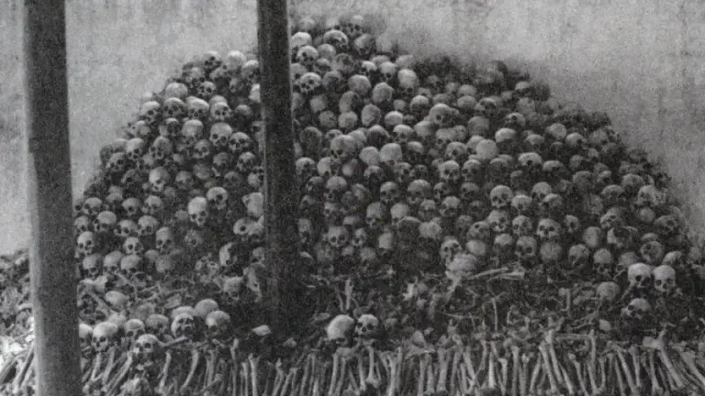 Restos de represaliados durante el régimen de los Jemeres Rojos en Camboya tras ser exhumados de una fosa común.