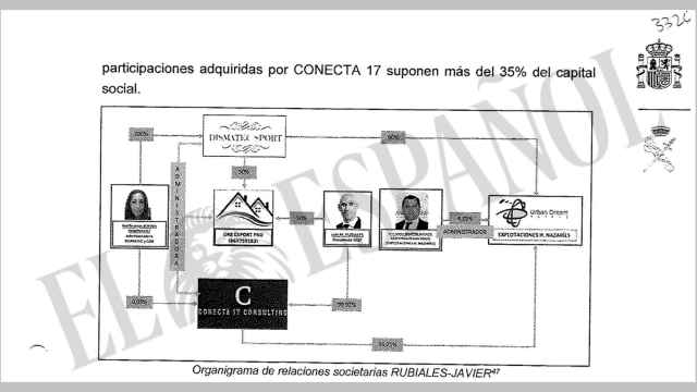 Gráfico del entramado societario de Rubiales y su amigo Nene incluido en el sumario del caso