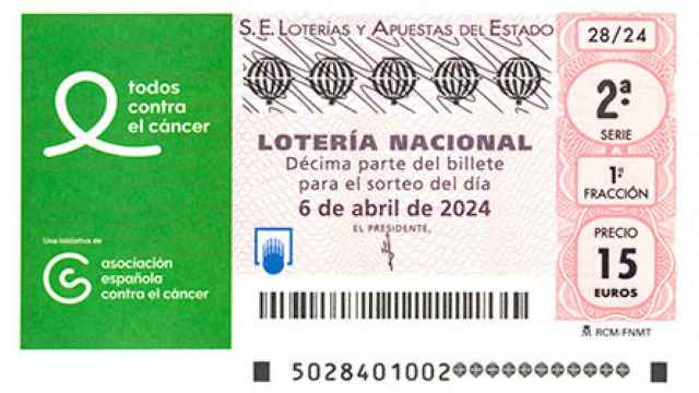 Décimo del Sorteo Extraordinario de AECC de Lotería Nacional.