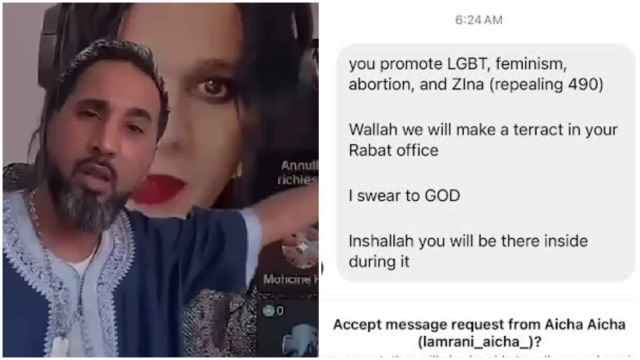 Un 'tiktoker' marroquí amenaza con decapitar a homosexuales (izda) y mensajes de odio a un periódico rabatí (dcha).