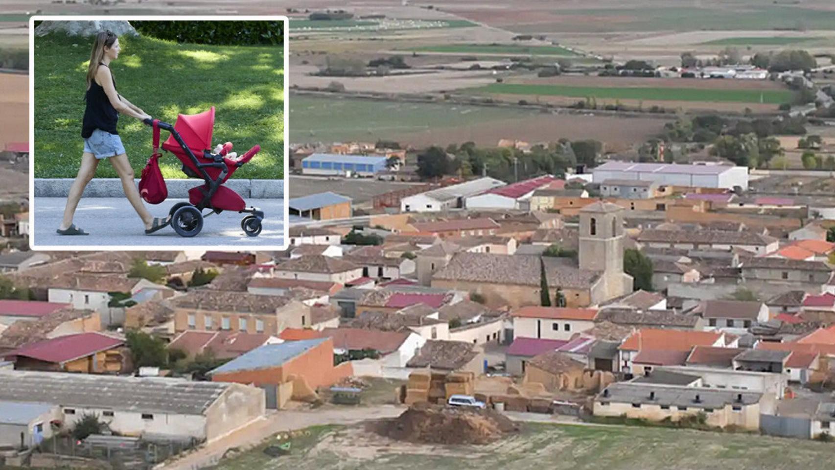 Tordehumos y una mujer con un carrito