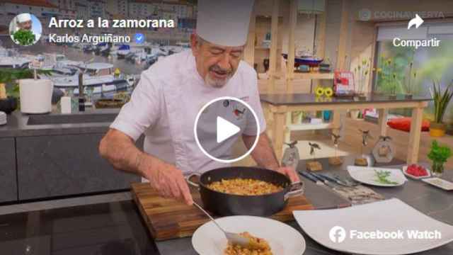 Publicación en el Facebook de Karlos Arguiñano haciendo arroz a la zamorana