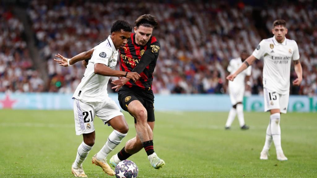 Rodrygo y Grealish en el Real Madrid - Manchester City de la temporada 2022/2023