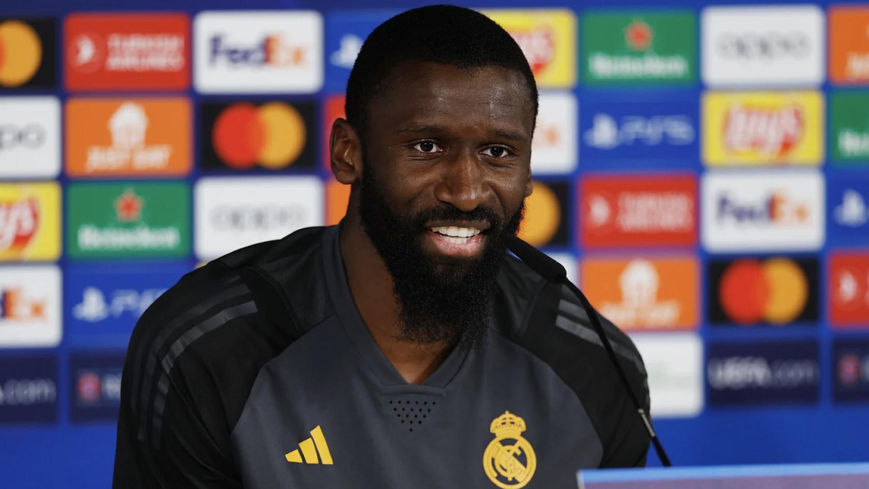 Antonio Rüdiger, en rueda de prensa con el Real Madrid