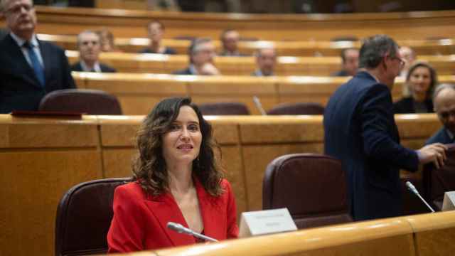 La presidenta de la comunidad de Madrid, este lunes en la Cámara Alta.