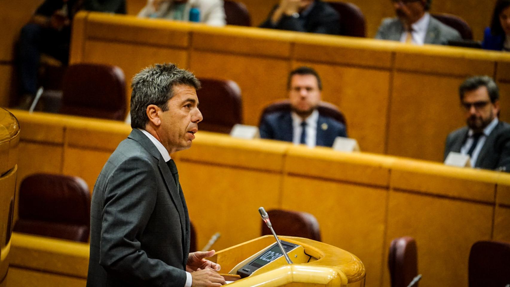 Carlos Mazón en su intervención durante la Comisión General de las Comunidades Autónomas celebrada en el Senado. EE