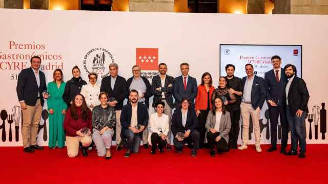 Los premiados en la 51 Edición Premios Gastronómicos Acyre Madrid, en la noche de este lunes 8 de abril.