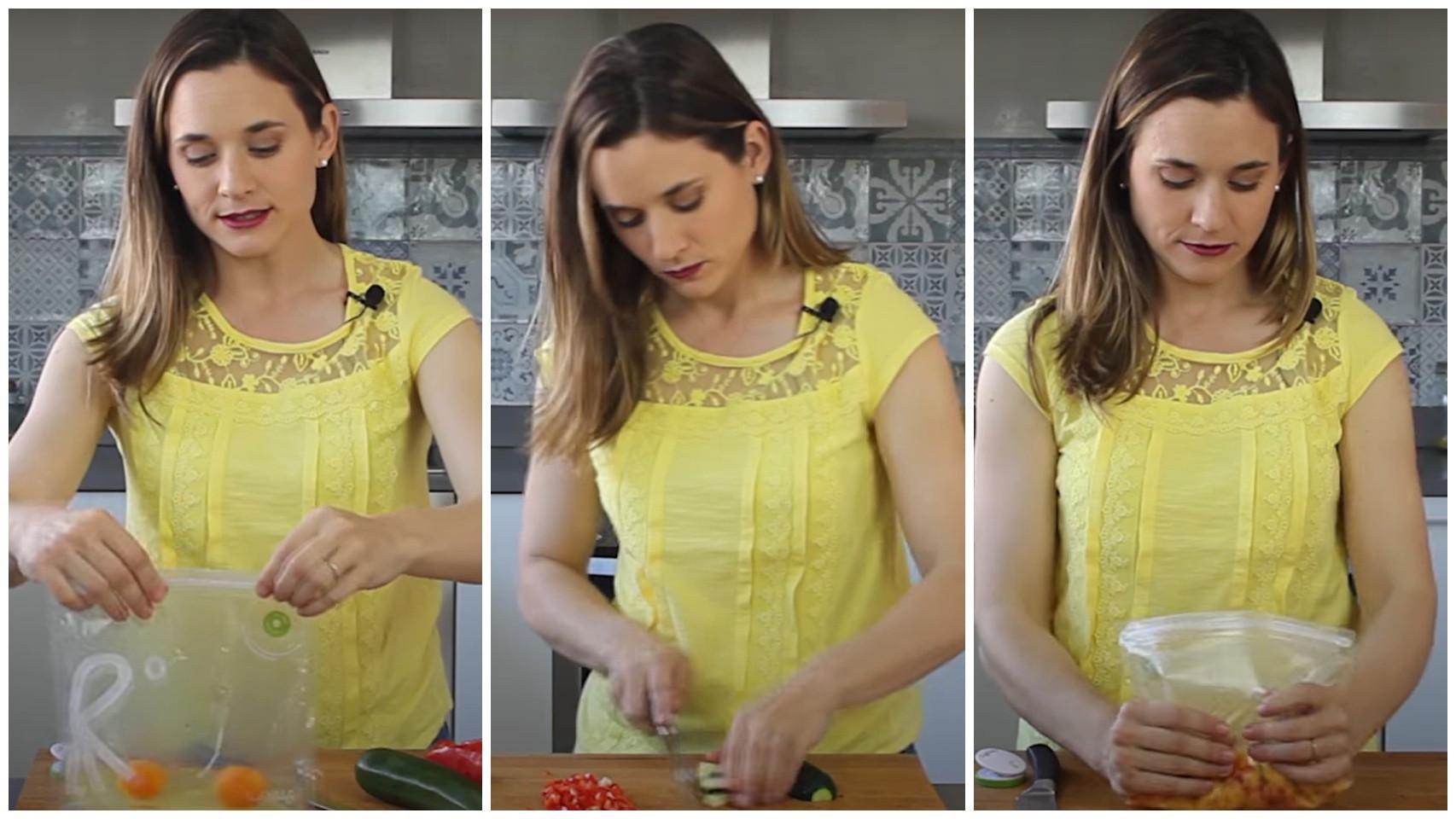 El truco para hacer tortillas en una bolsa.