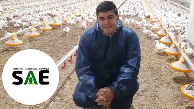 El avicultor leonés Alexis Codesal, impulsor del partido Soberanía Alimentaria Española (SAE), en su explotación avícola.