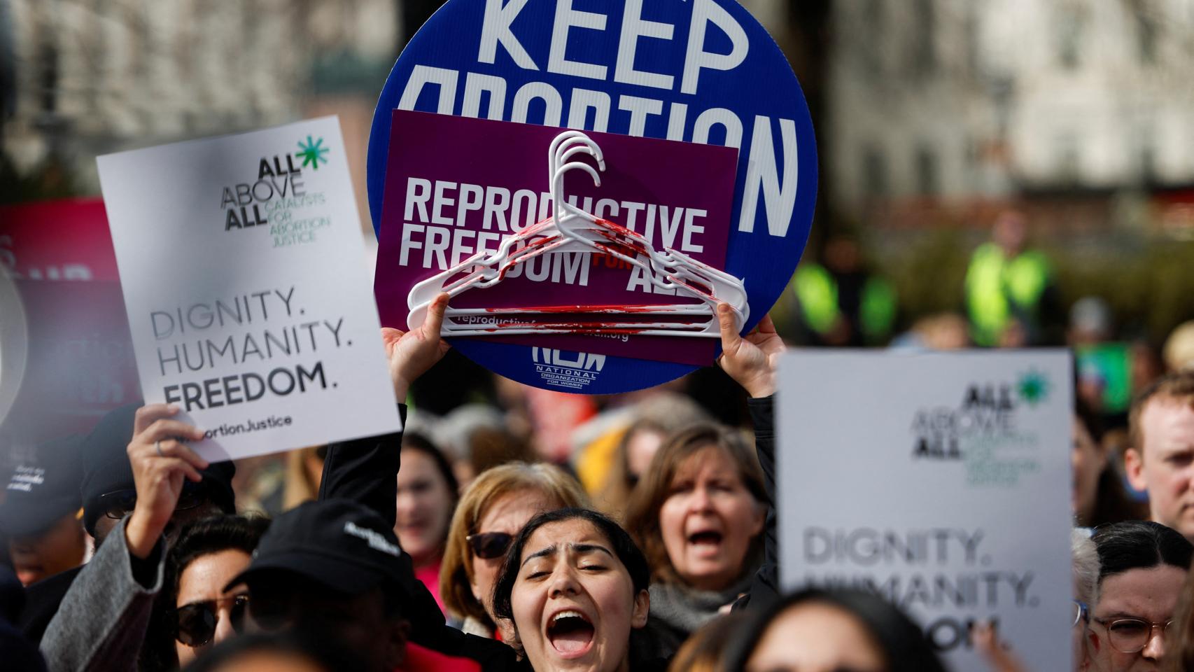 Protesta a favor del aborto a las puertas del Tribunal Supremo de EEUU en Washington.