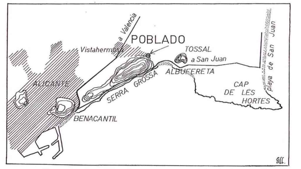 Mapa topográfico del poblado de la Serra Grossa.