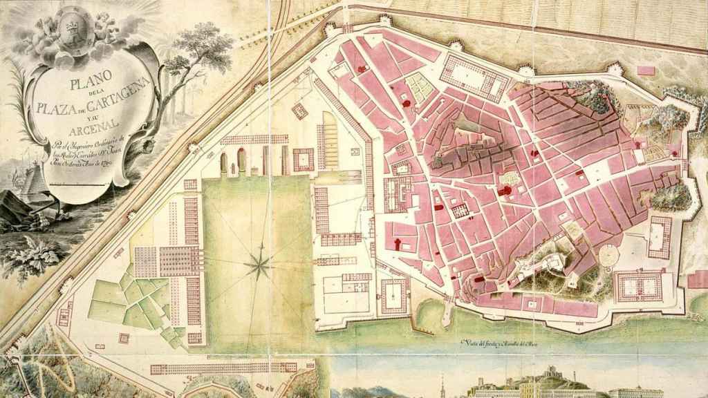 Plano de 1799 del Arsenal de Cartagena donde trabajaron cientos de gitanos forzosos.