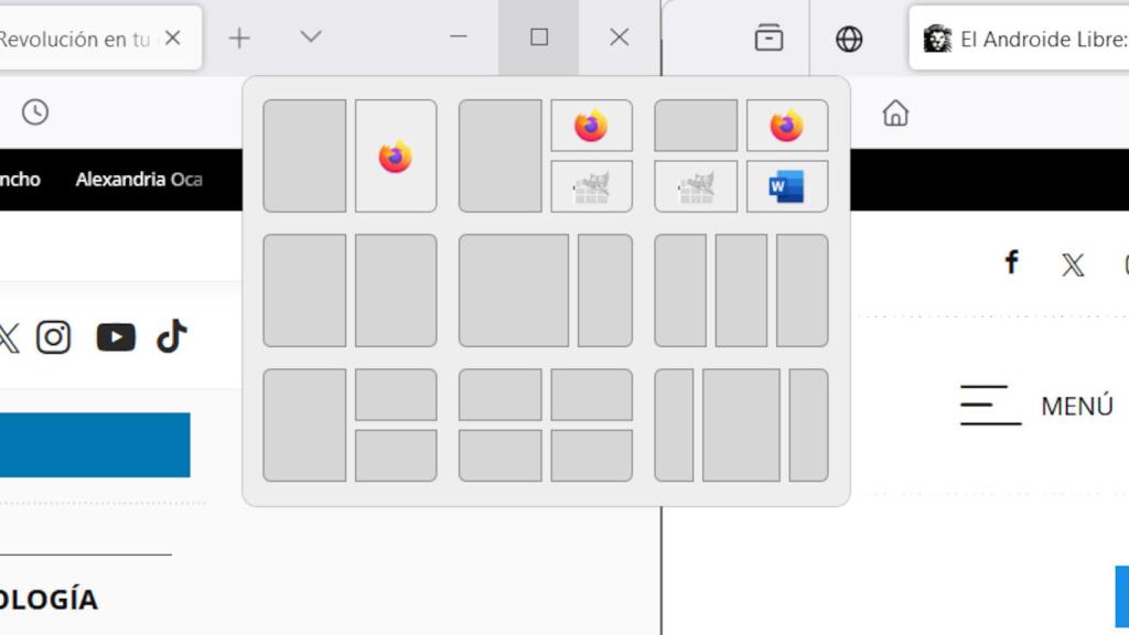 Nuevo selector de acoplamiento de ventanas en Windows 11