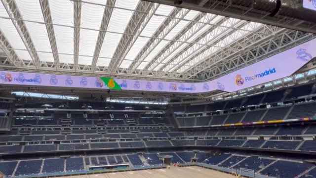 El videomarcador del anillo superior del Santiago Bernabéu.