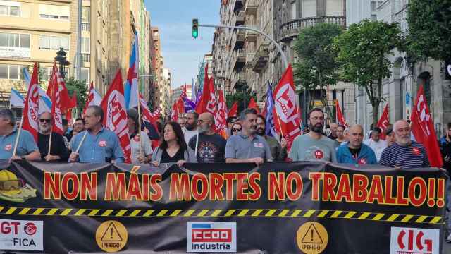 Manifestación en Vigo contra la siniestralidad laboral, a 11 de abril de 2024.