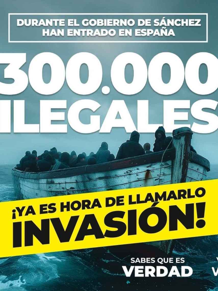 Cartel anti inmigración publicado en el perfil de Instagram de Vox España
