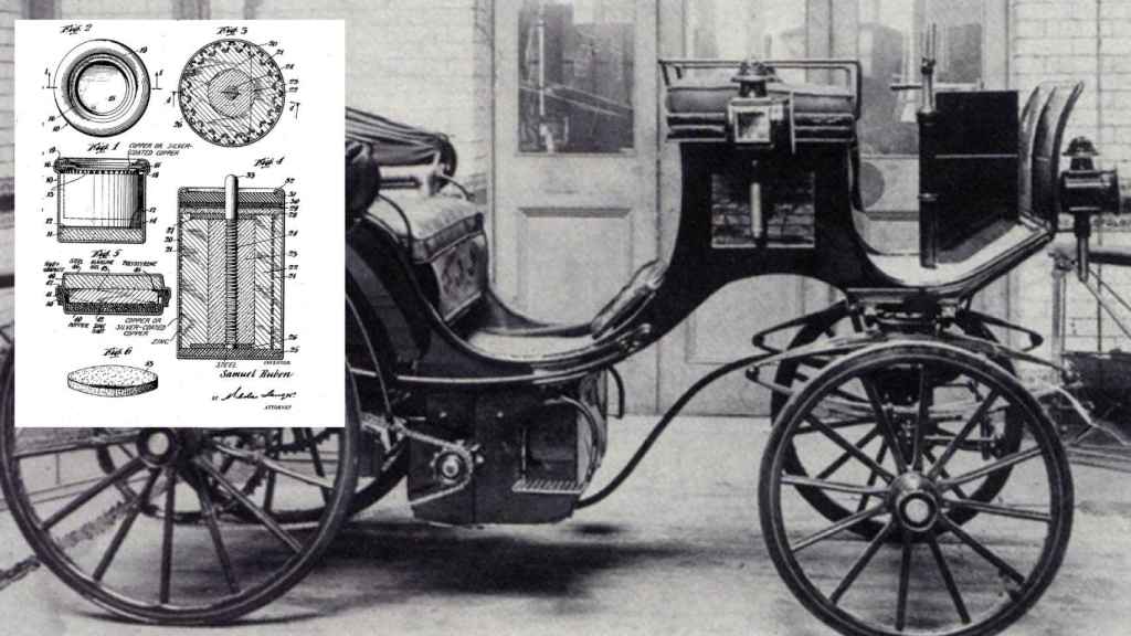 Ramón Gabarró's electric car and patent for the first button cell.
