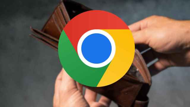 Icono de Google Chrome en la foto de una cartera