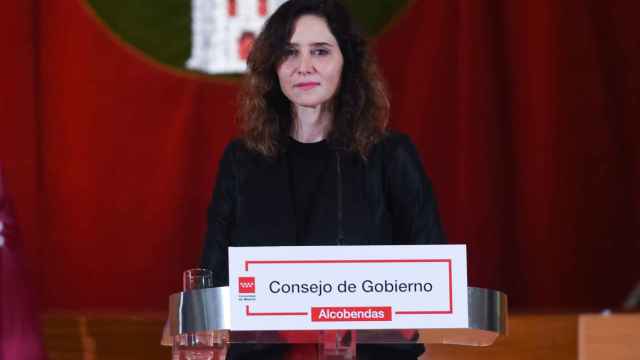 Isabel Díaz Ayuso durante el consejo de Gobierno del pasado miércoles en Alcobendas.
